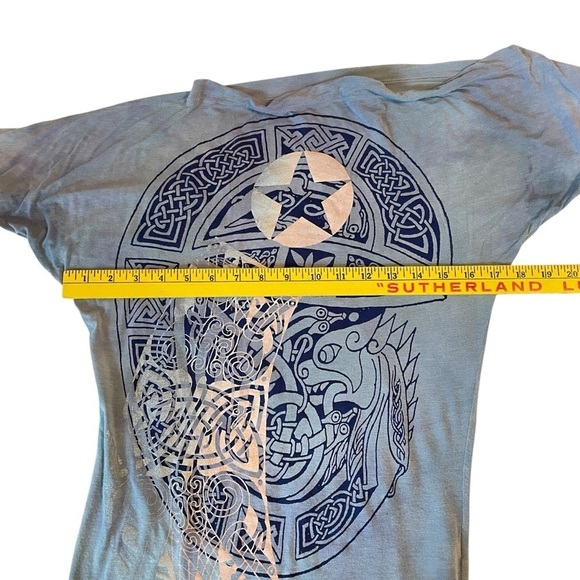 The People of the Labyrinths asymmetrical blue off the shoulder T-shirt size XS - Picture 4 of 9